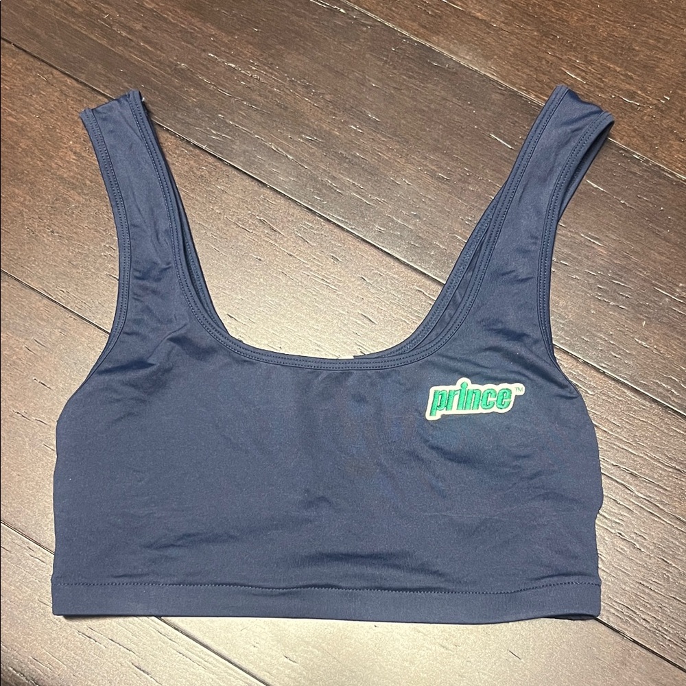 Zara Navy Sports Bra with Green Logo